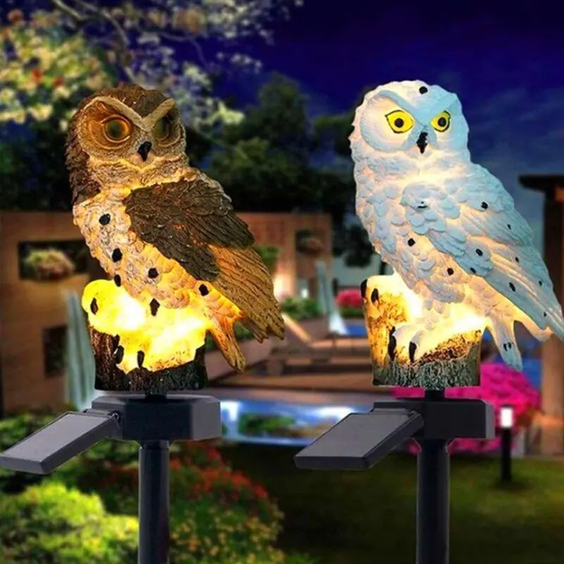 Solar-Powered Owl Statue Lights!