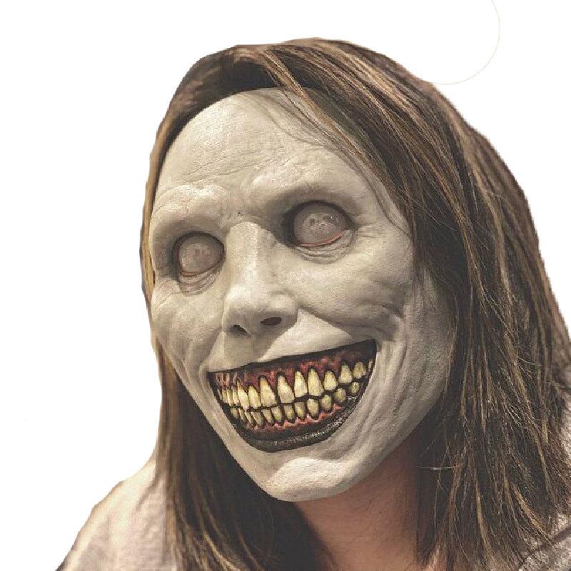 New Halloween horror mask COS exorcist smile white-eyed devil latex headgear