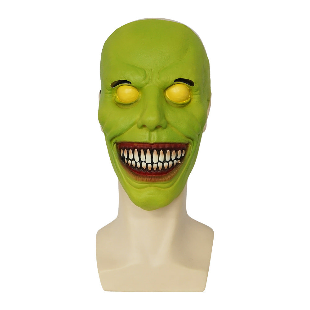 New Halloween horror mask COS exorcist smile white-eyed devil latex headgear