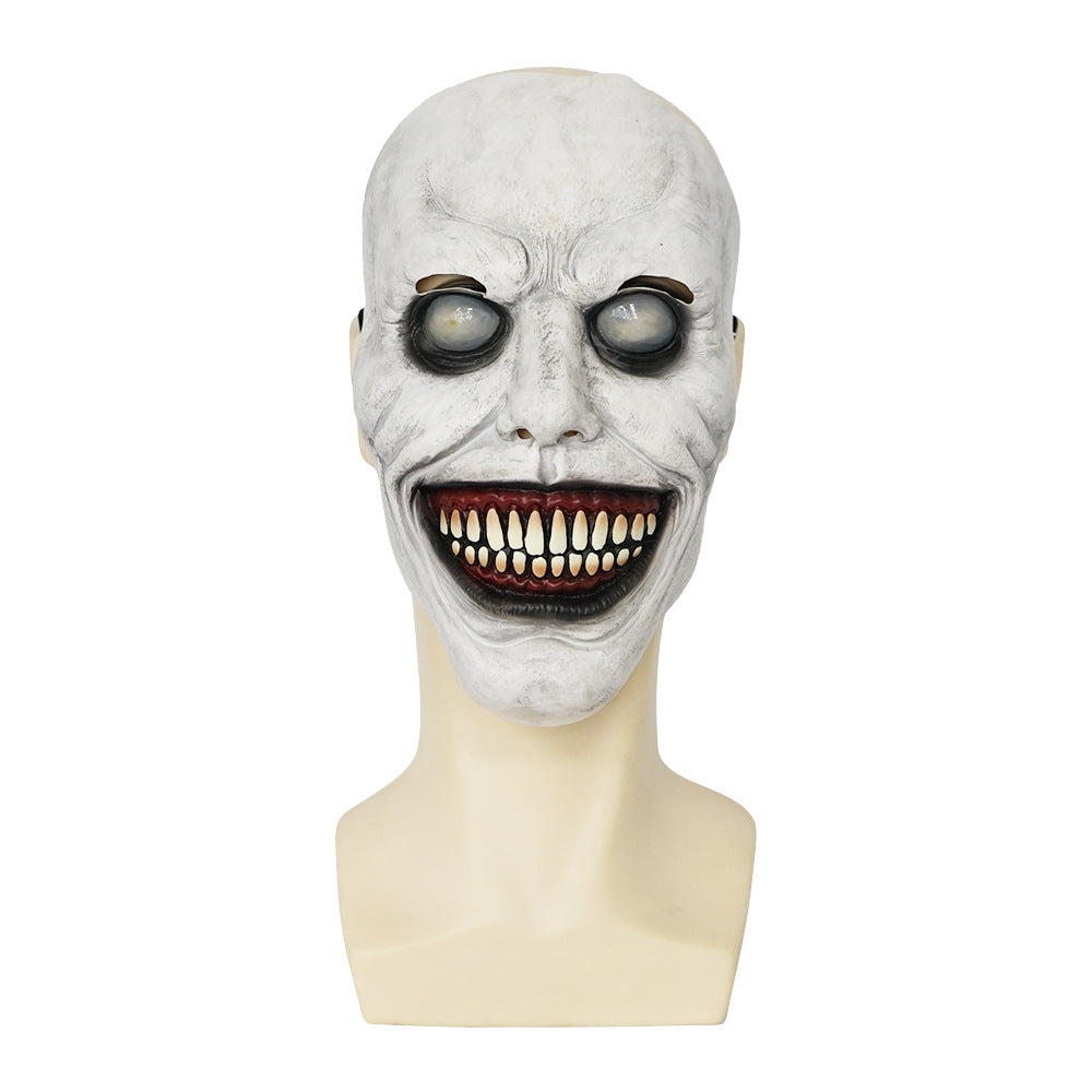 New Halloween horror mask COS exorcist smile white-eyed devil latex headgear